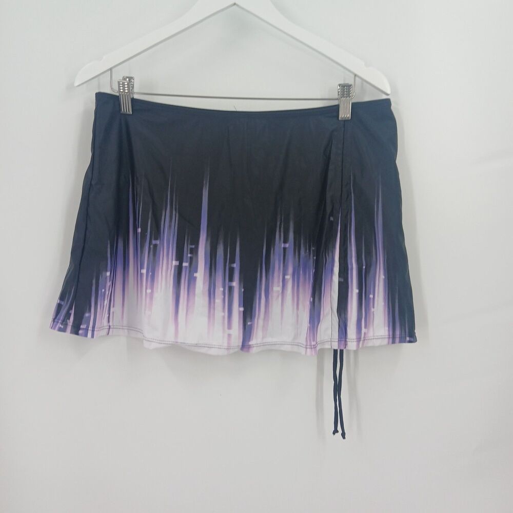 womans denater plus size 3XL swim bottom black and purple swim skirt bikini
